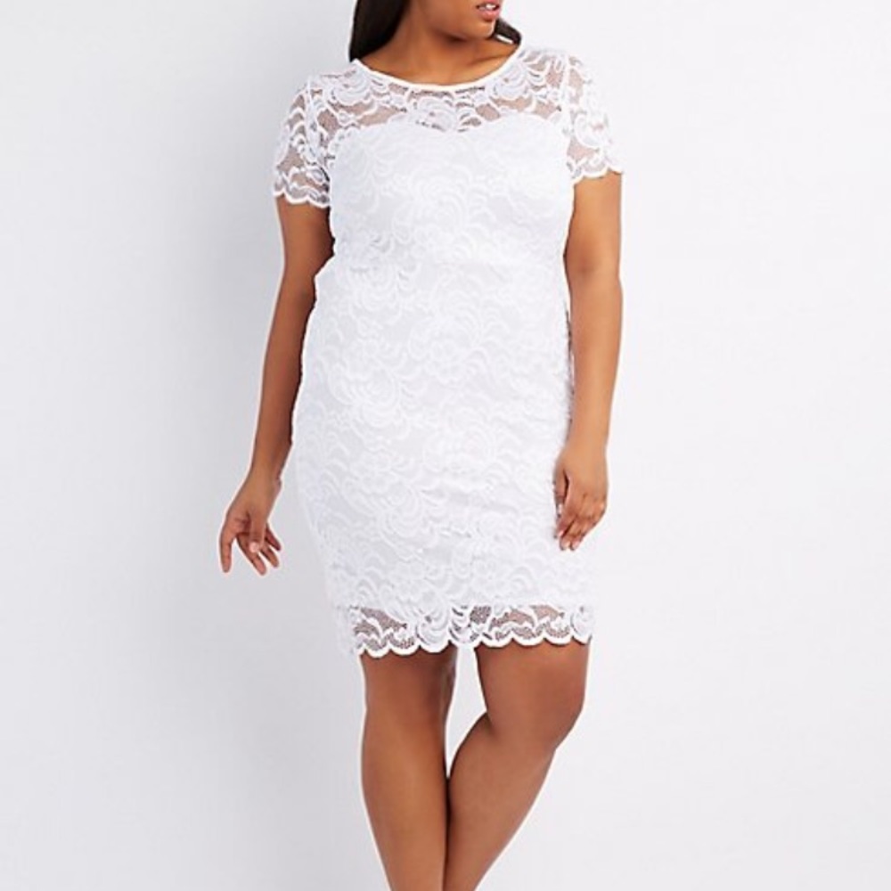 Charlotte Russe White Lace Bodycon Dress